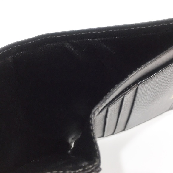 Hanae Mori black textured leather gold logo vintage compact wallet - Picture 9 of 11